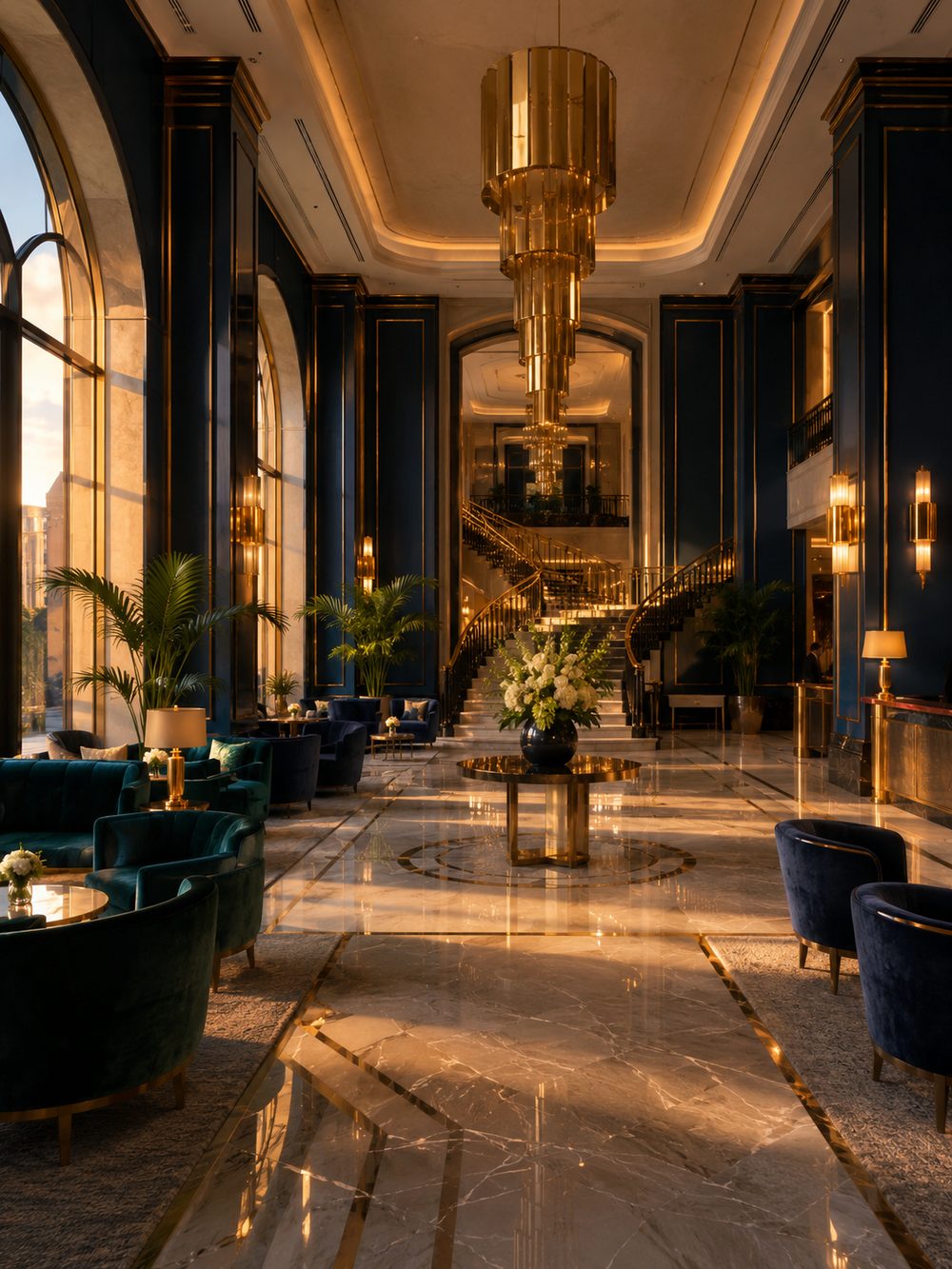 Five-star hotel lobby furnished and fitted with materials sourced by Harisan Rod Group